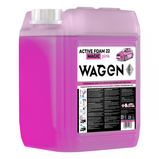 Концентриран продукт за безконтактно измиване с розова пяна Wagen „Active Foam 22 Magic Pink“, 22 кг