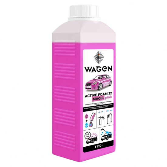 Концентриран продукт за безконтактно измиване с розова пяна Wagen „Active Foam 22 Magic Pink“, 1.1 кг